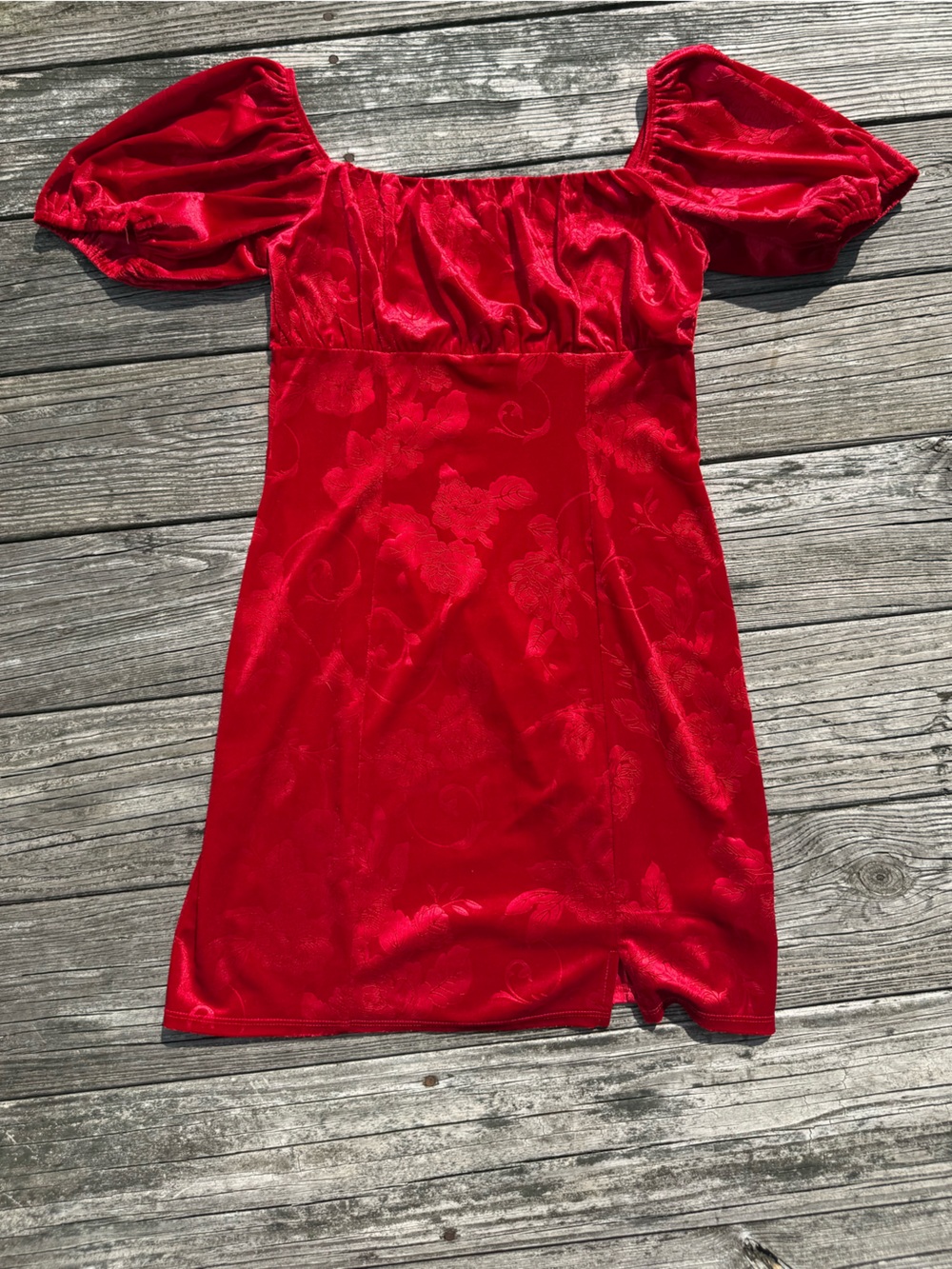 Francesca’s Red Floral Jacquard Dress
